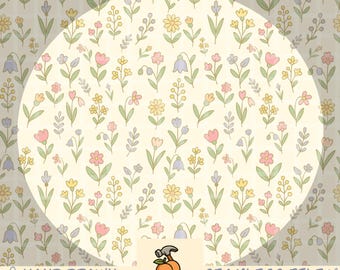 Naadloze vintage wilde bloemenpatroon: pastel bloemdessin (12-inch png-digitale papierdownload)