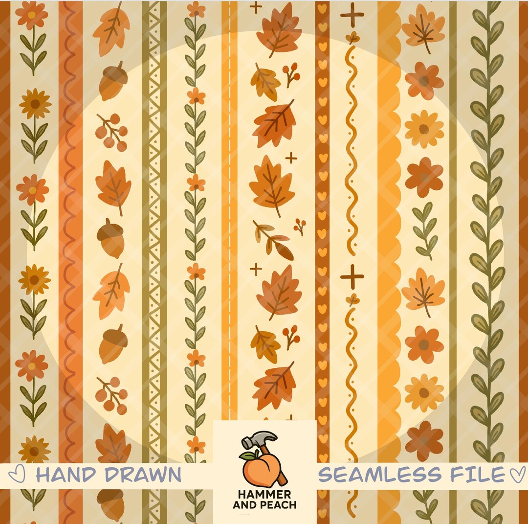 Autumn Leaves Vertical Seamless Pattern | Cozy Fall Digital Design ...