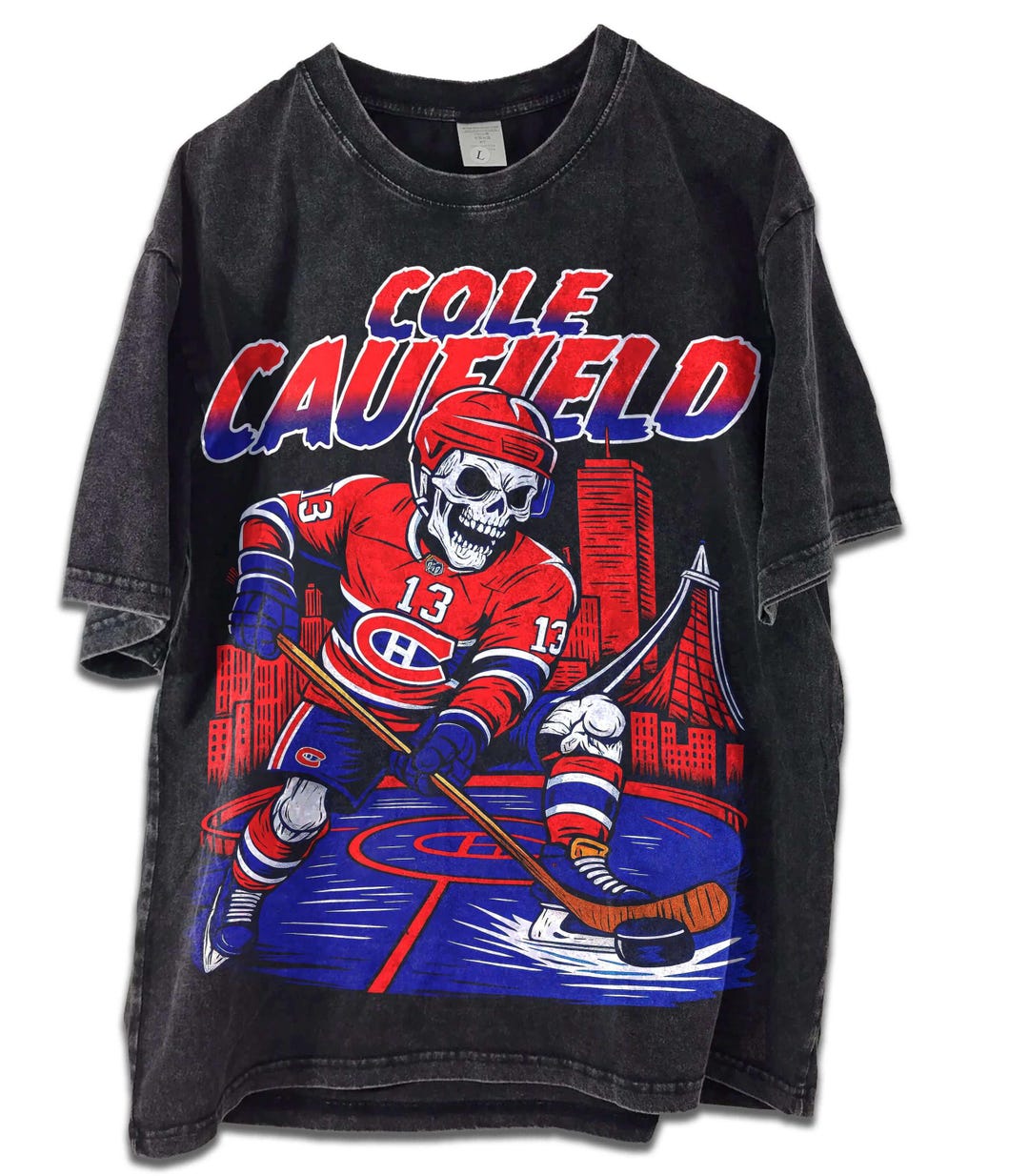 Vintage Cole Caufield Montreal Hockey Acid Wash T-shirt, Hoodie