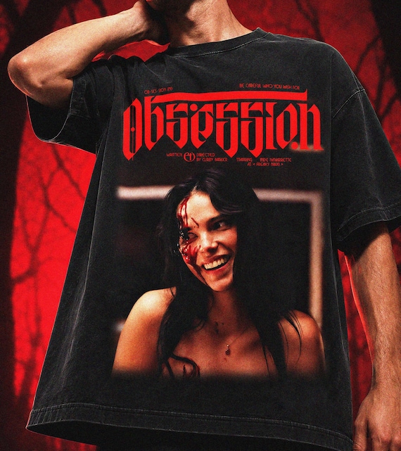 Obsession Horror Movie Shirt, Vintage Black Tee, Crewneck Sweatshirt, Hoodie, Bloody Girl Poster Graphic, Gothic Streetwear Halloween Gift.