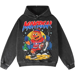 Vintage Montreal Hockey Acid Wash Hoodie, Hockey T-shirt, Unisex Shirt, Retro Washed Apparel Sweatshirt, Gift for him Gift for her.