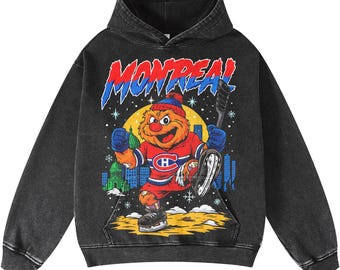 Vintage Montreal Hockey Acid Wash Hoodie, Hockey-T-Shirt, Unisex Shirt, Retro Washed Bekleidung Sweatshirt, Geschenk für ihn, Geschenk für sie.