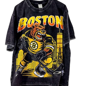 Vintage Boston Hockey Acid Wash hoodie, hockey Acid Wash T-shirt, uniseks shirt, retro gewassen kleding sweater, cadeau voor hem Cadeau voor haar