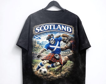Scotland Soccer Skull Shirt, Scottish Football Tee, Highland Kilt Graphic, World Cup 2026 Shirt, Streetwear Tee, Unisex T-Shirt.