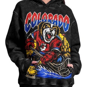 Vintage Colorado Hockey Acid Wash Hoodie, Hockey Acid Wash T-Shirt, Unisex Shirt, Retro Washed Bekleidung Sweatshirt, Geschenk für ihn, Geschenk für sie