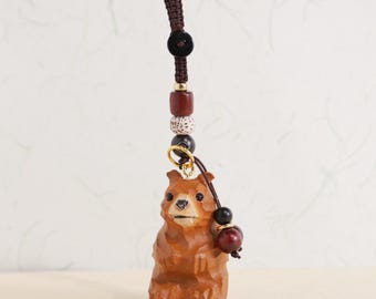 Handmade Wooden Carving Bear Keychains, Wooden Bear Ornaments, Creative And Cute Car Charm, Hand Craft Wood Art, Brown Bear