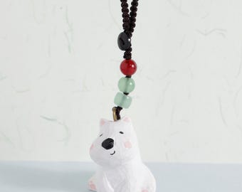 Handmade Wooden Carving Dog Keychains, Wooden Dog Ornaments, Creative And Cute Car Charm, Hand Craft wood art, Westie