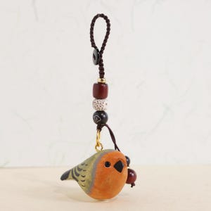 Handmade Wooden Carving Bird Keychains, Wooden Bird Ornaments, Creative And Cute Car Charm, Hand Craft wood art, European Robin