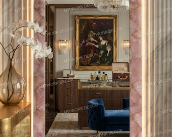 Rose Quartz Arched Floor Mirror, Full Length Pink Crystal Mirror, Luxury Gemstone Standing Mirror, Modern Dressing Room Decor