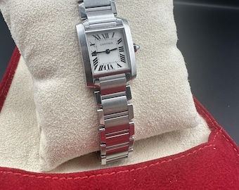Vintage Cartier Tank Francaise 2384 W51008Q3 Stainless Steel 20mm Ladies Quartz Watch with Pouch - Free Shipping
