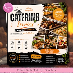 Editable Catering Flyer Template, Canva Menu Design (Digital Download)