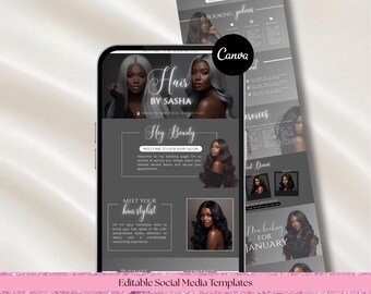 Mallar för schemaläggning av hårstylisters acuity | Salongsbokning Canva-banderoller och flygblad (gör-det-själv)