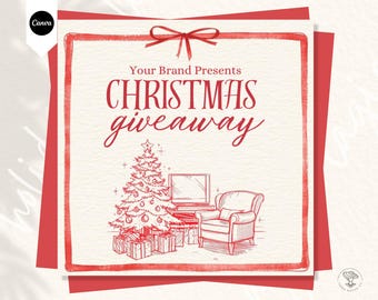 Mall för vintage julklappsflyer, Cottagecore Canva (digital nedladdning)