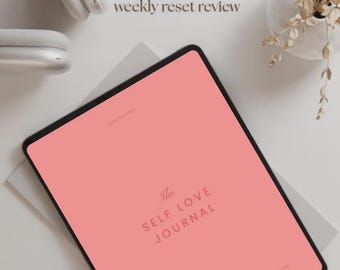 Self-Love Digital Journal | Guided Prompts, Weekly Reviews (Instant Download)