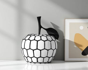 Geometric Pineapple Resin Sculpture: Modern Black and White Desk Decor