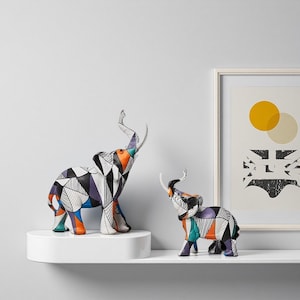 Modern Elephant Resin Animal Figurines for Home Decor  | Nordic Living Room Decoration and Unique Art Statue Gift