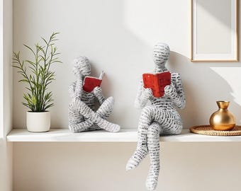 Reading Lady Resin Statue: Minimalist Book Lover Home Decor