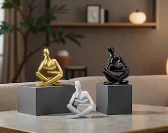 Abstrakt tänkare läser figurin: Modern resinskulptur för heminredning