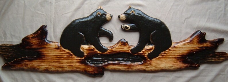 Black Bear Wood Carving Chainsaw Carving Log Cabin Decor Etsy