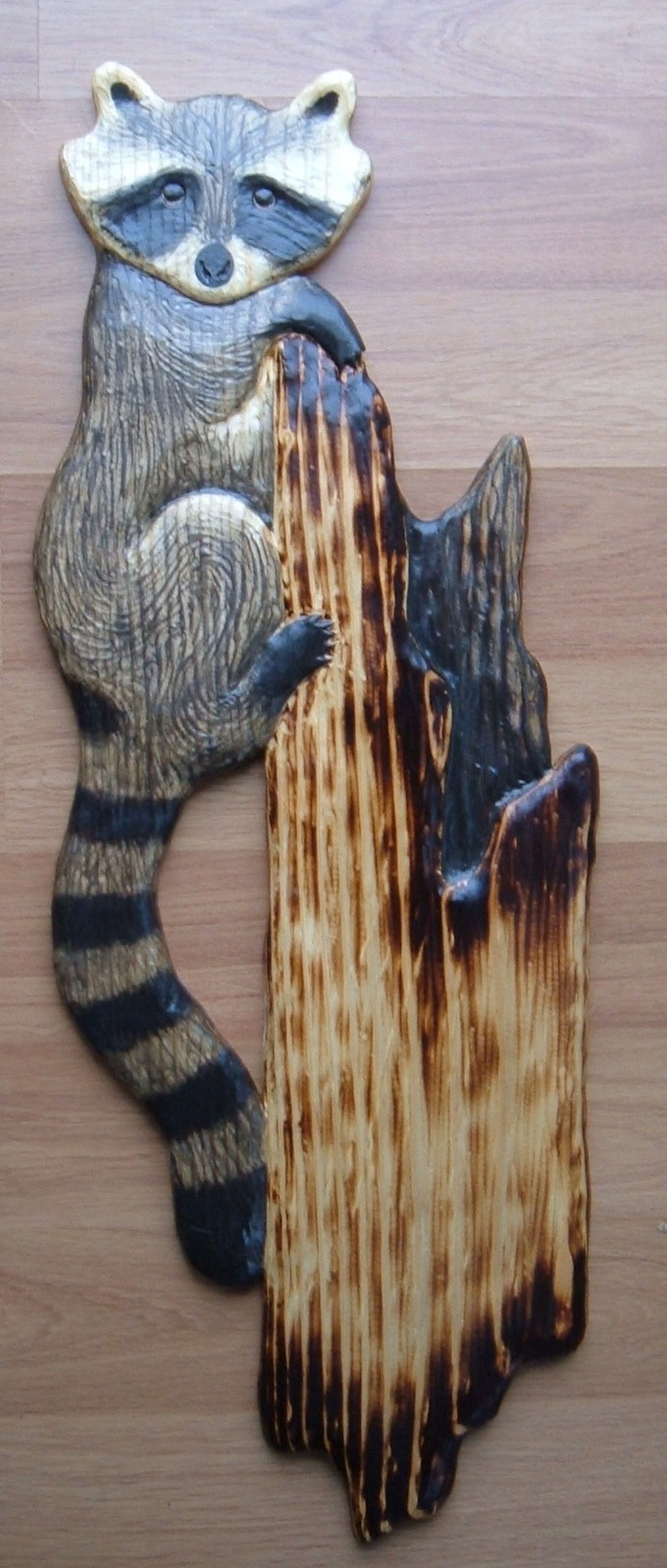 Wood Carving Raccoon Chainsaw Carving Log Cabin Decor Chainsaw Etsy