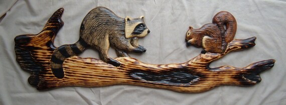 Chainsaw Carving Raccoon Fox Squirrel Wood Carving Log Cabin Etsy