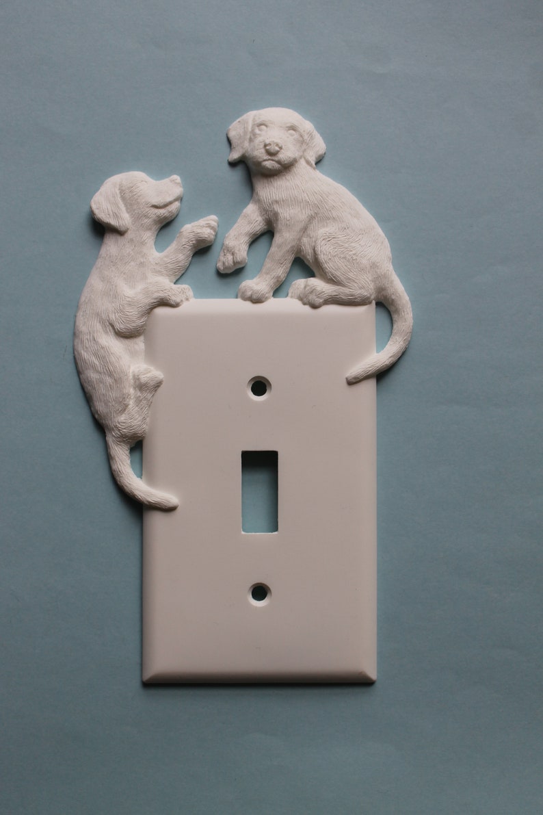 Puppy Decor Dog Light Switch Plate Outlet Cover White Home Etsy