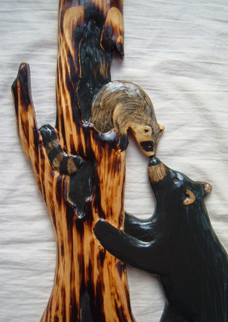 Bear Decor Wood Carving Chainsaw Carving Wall Art Log Cabin Etsy
