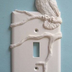 White Owl, Owl Decor, LIght Switch Plate, Outlet Cover,  Log Cabin Decor,  Wall Art, Carving, Carved, Sculpture, Ornaments, Decorative Arts