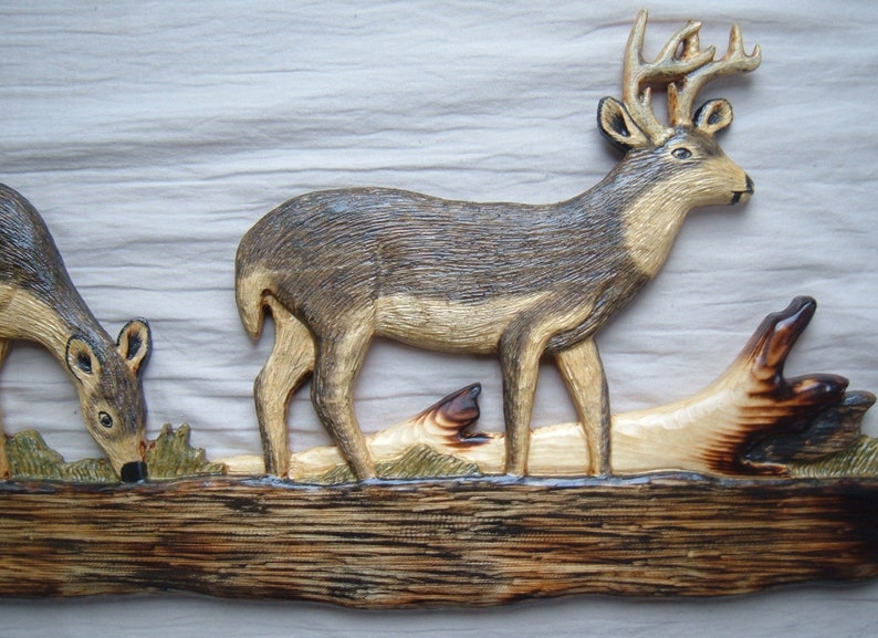 Wood Carving Wall Art Whitetail Deer Chainsaw Carving Hunting Etsy