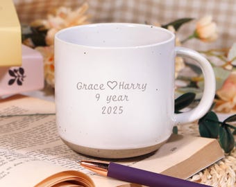 Personalized Engraved Pottery Mug: Anniversary Keepsake
