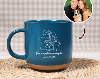 Customized couple portrait mug, personalized coffee cup, couple anniversary gift, couple engagement gift