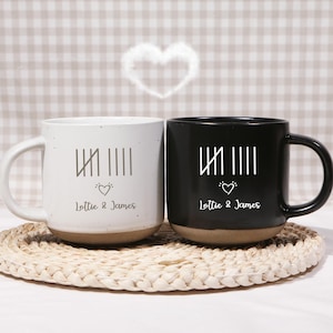 Personalized 9th Anniversary Pottery Mugs: Engraved Mr & Mrs Gift