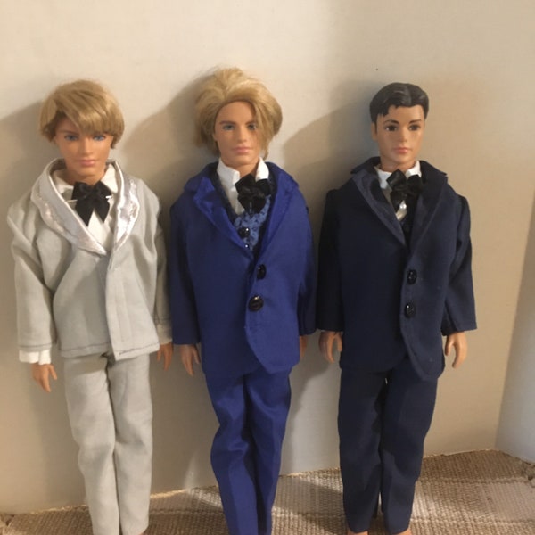 Tuxedo or Suit with White Shirt and Bow Tie, Ken doll clothes, Ready to Ship