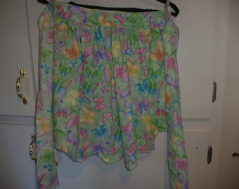 Child Half Apron Glittery Butterflies on Green, Size 7/8 ONLY, Last One is this fabric