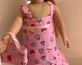 Cupcake Print Sundress with Tote Bag for 18 inch dolls