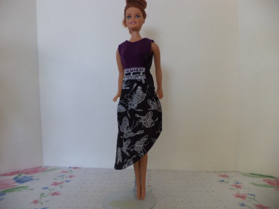 Purple Swimsuit With Black White Butterfly Skirt Barbie Etsy