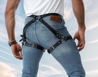 Men Legs Harness, Gay Harness, Submissive Garter Harness, Bdsm Harness, Leather Thigh Harness, Vegan Leather Legs Bondage, LGBTQ Harness