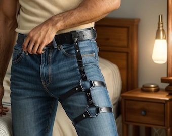 Vegan Leather Leg Harness, Adjustable Leather Thigh Harness, Plus Size Leather, XS-5XL