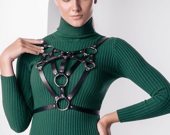 Leather Adjust Fashion Chest Belts, Body Top Harness, Adjustable Outfit Harness, Plus Size Suspenders Harness, XSS-5XL