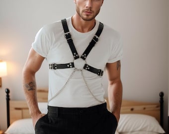 Diedre Draped Leather Neck Harness, Strappy Body Chest Belts  display picture 2