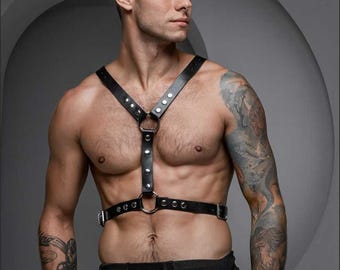 Chest Harness Men, Leather Bondage Man Harness, Cosplay, Leather Strap Harness, Gothic Rave Clothing, XS-5XL