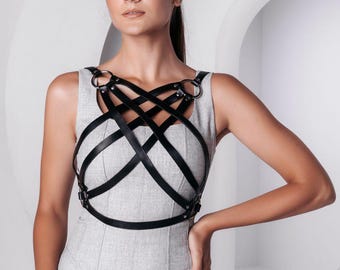Leather Chest Strap Harness – Adjustable Waist Wrap – Gothic Festival Outfit – Stylish Party Accessory – XSS-5XL