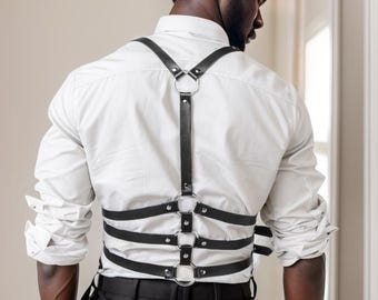 Leather Chest Harness, Mens Strappy Harness Belt, Men's Body Belt, Plus Size Man Harness, Suspender Waist Harness, XS-5XL