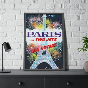 Paris Fly TWA Jets Trans World Airlines Bon Voyage Vintage Travel Poster Print Unframed Reproduction