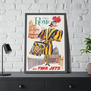 Fly To Rome Vintage Travel Poster Print Unframed Reproduction Wall Art