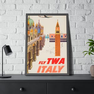 Italy Fly TWA Trans World Airlines Vintage Travel Poster Print Unframed Reproduction
