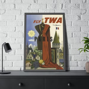 Paris France Fly TWA Trans World Airlines Vintage Travel Poster Print Unframed Reproduction