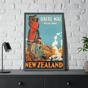 Haere Mai Welcome To New Zealand Vintage Travel Poster Print Unframed Reproduction Wall Art
