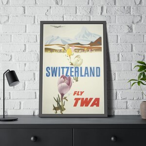 Switzerland Fly TWA Trans World Airlines Vintage Travel Poster Print Unframed Reproduction