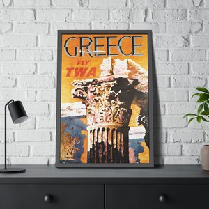 Greece Fly TWA Trans World Airlines Vintage Travel Poster Print Unframed Reproduction